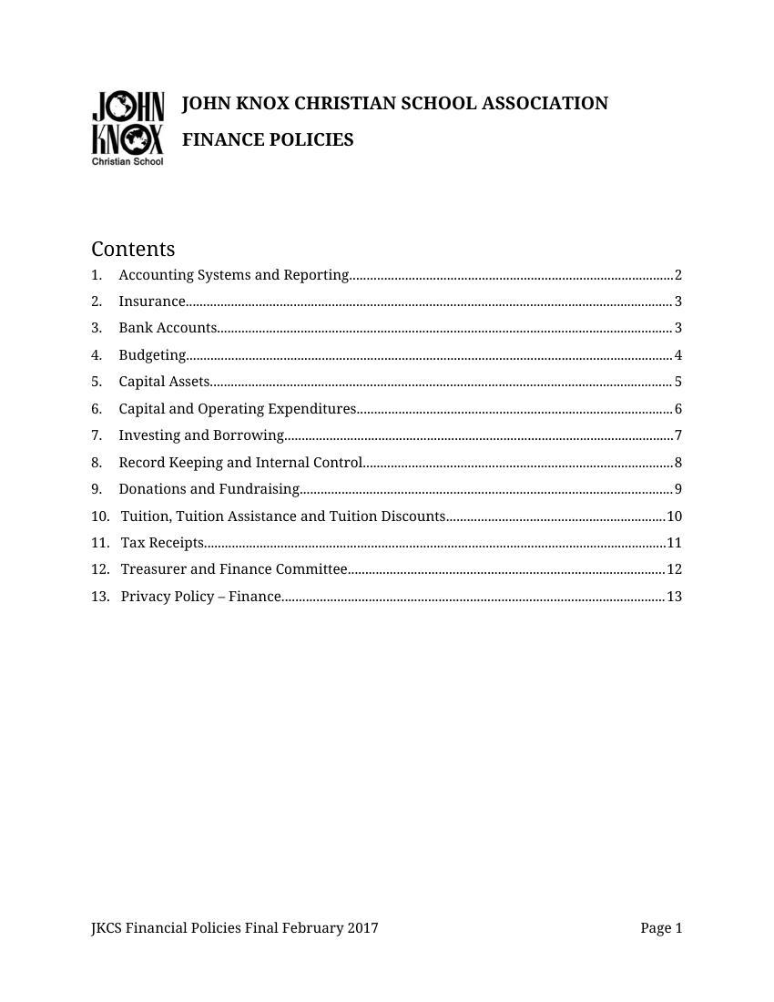 JKCS Finance Policies Final Feb 2017